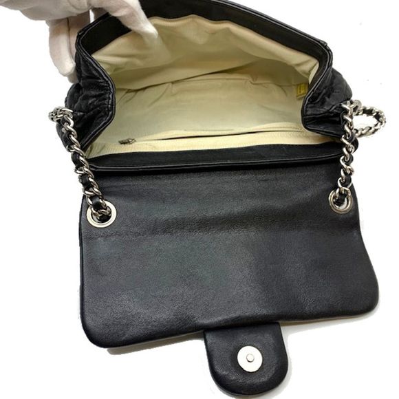 Chanel Chain Shoulder Bag Lambskin Black Silver Hardware Flap - Picture 7 of 9